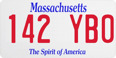 MA license plate 142YB0