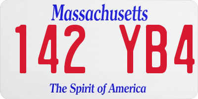 MA license plate 142YB4