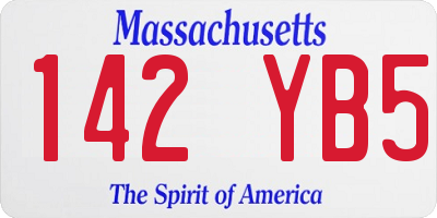 MA license plate 142YB5