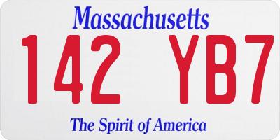 MA license plate 142YB7