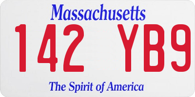 MA license plate 142YB9