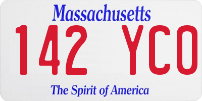 MA license plate 142YC0
