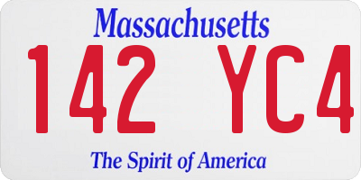 MA license plate 142YC4