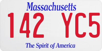 MA license plate 142YC5
