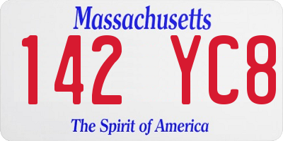 MA license plate 142YC8