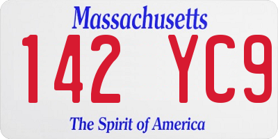 MA license plate 142YC9