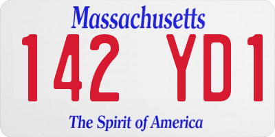 MA license plate 142YD1