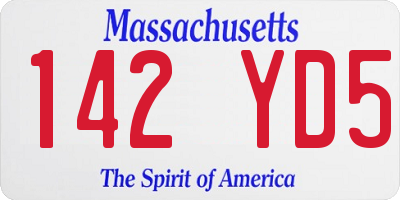 MA license plate 142YD5