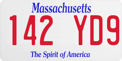 MA license plate 142YD9