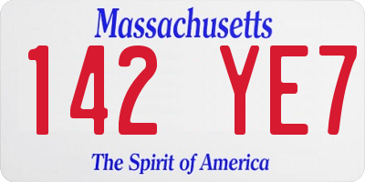 MA license plate 142YE7