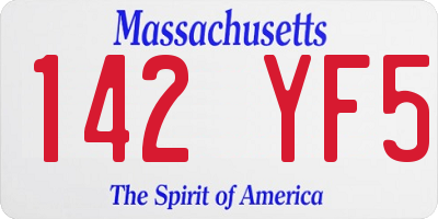 MA license plate 142YF5