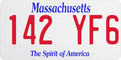 MA license plate 142YF6