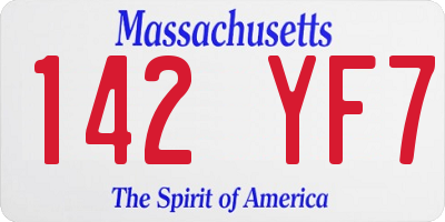MA license plate 142YF7