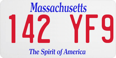 MA license plate 142YF9