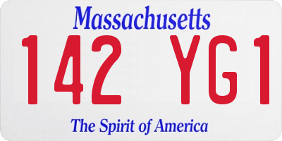 MA license plate 142YG1