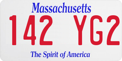 MA license plate 142YG2
