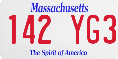 MA license plate 142YG3