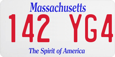 MA license plate 142YG4