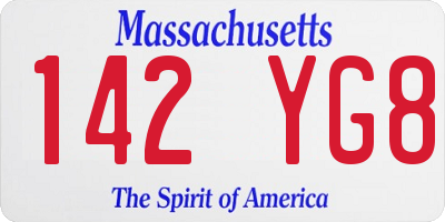MA license plate 142YG8