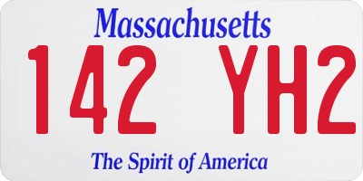 MA license plate 142YH2