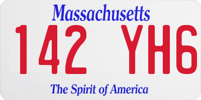 MA license plate 142YH6