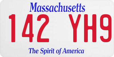 MA license plate 142YH9