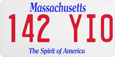 MA license plate 142YI0