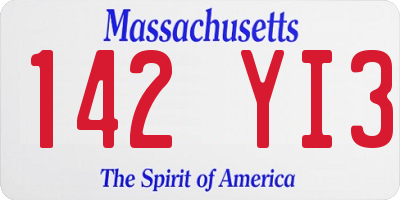 MA license plate 142YI3