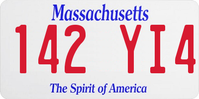 MA license plate 142YI4