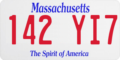 MA license plate 142YI7