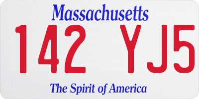 MA license plate 142YJ5