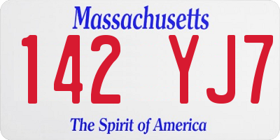 MA license plate 142YJ7