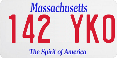 MA license plate 142YK0