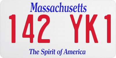 MA license plate 142YK1
