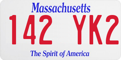 MA license plate 142YK2