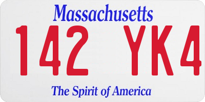 MA license plate 142YK4