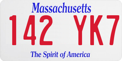 MA license plate 142YK7