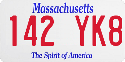 MA license plate 142YK8