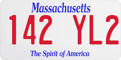 MA license plate 142YL2