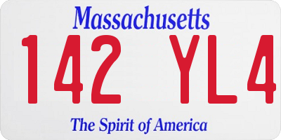 MA license plate 142YL4