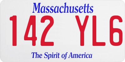 MA license plate 142YL6