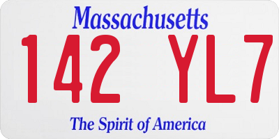 MA license plate 142YL7
