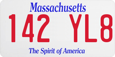 MA license plate 142YL8