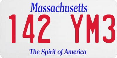 MA license plate 142YM3
