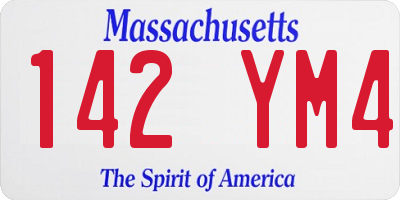 MA license plate 142YM4
