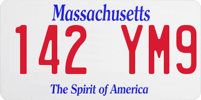 MA license plate 142YM9