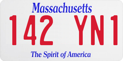 MA license plate 142YN1
