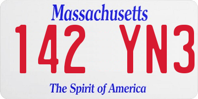 MA license plate 142YN3