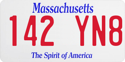 MA license plate 142YN8