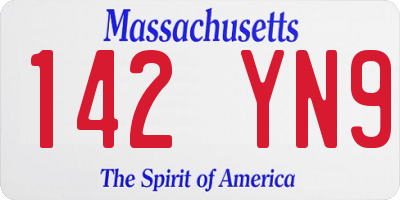 MA license plate 142YN9